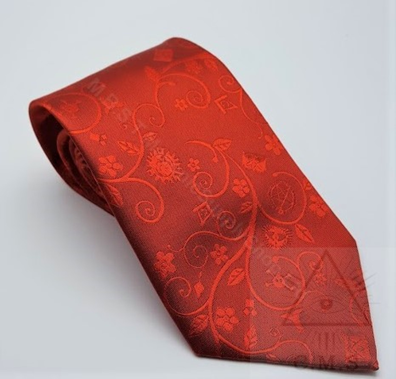 Masonic Tie Dark Red with Wreath Design - Masonic Supply Shop