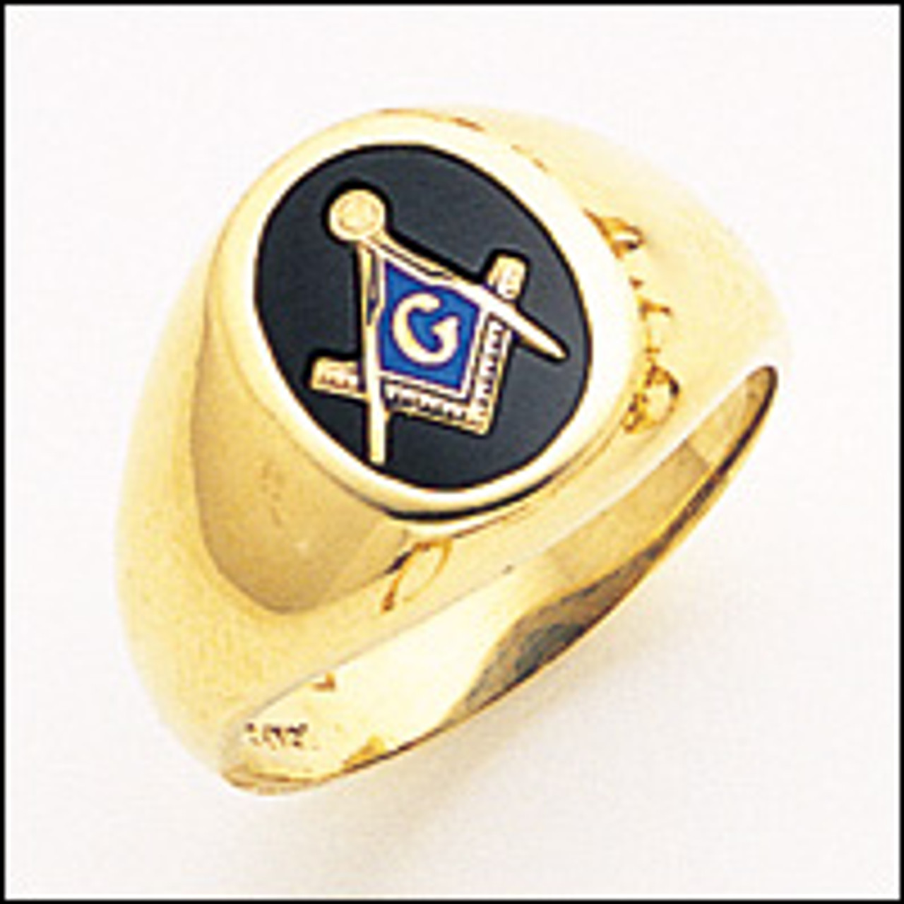 10K Two Tone Gold Mens Blue Blue Lodge Master Master Mason Signet Freemason  Masonic Ring