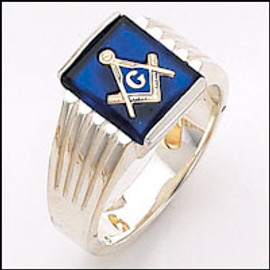 Silver Masonic Ring with Blue Stone -22