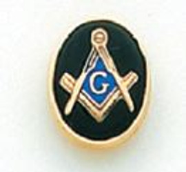 Oval Gold Square & Compass Lapel Pin MST910T