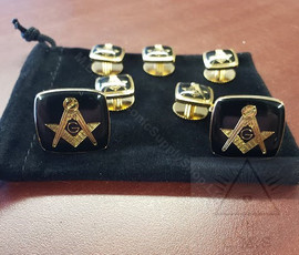 Square Masonic Cuff Links and  5 Shirt Stud set 