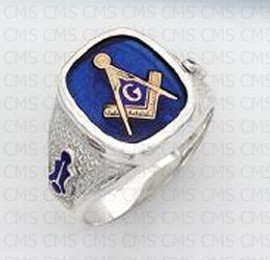 Siver Masonic Ring with Blue Stone- 3