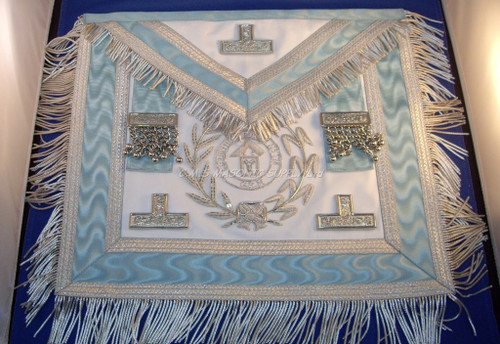 Silver PM Apron  with  Fringe & Lodge Badge