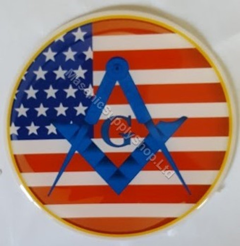 Car Decal   Stars and Stripes with Blue Square & Compass with G