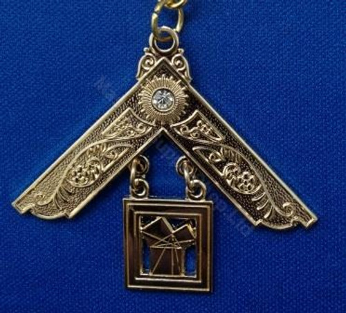  Past Master  Breast  Jewel  3 bar  Royal Blue  with Stone