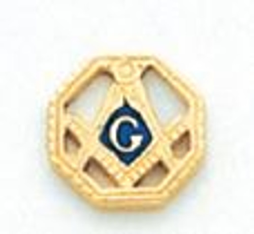 GOLD SQUARE AND COMPASS  ROUND LAPEL PIN HOM5116T