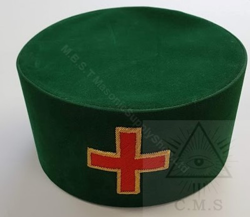 Knight Templar Hat  Green with  Red Cross