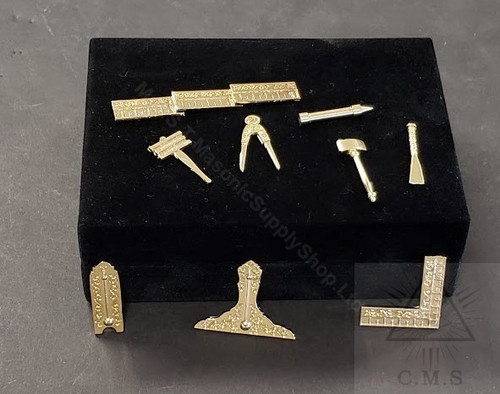  Miniature Set of Masonic Working Tools  set of 9 Tools Gold Finish