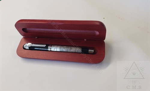 Masonic Fountain  Pen in Rosewood box