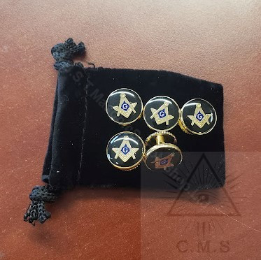 Masonic Shirt Studs  Round with S & C with G    set of five