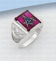 Silver Masonic Ring with Red Stone - 1