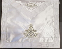 Past Masters Apron White satin size 13 x 15 inch - Masonic Supply Shop