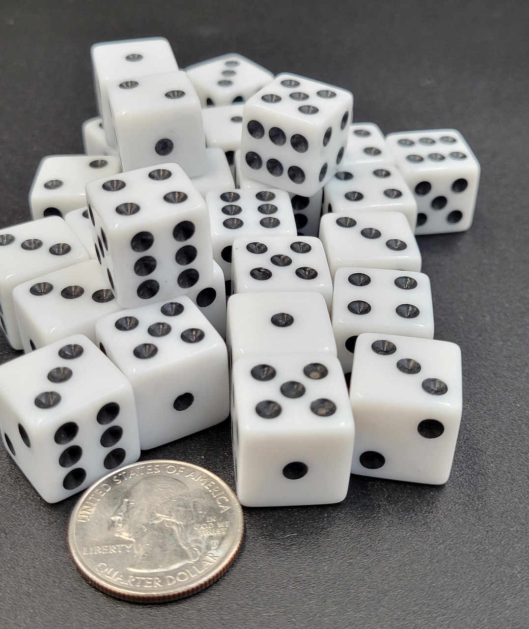 16mm White Dice with Black Pips