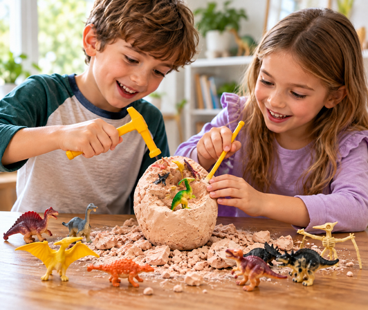 Jumbo Dino Egg Excavation Kit – 12 Colorful Dinosaur Toys with Info Cards – STEM Paleontology Toy – Ages 6+