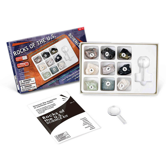 Rocks of the USA- Rock Identification Kit – 9 Labeled Specimens – Intro to Geology & Earth Science for Kids – Ages 8+ Damaged Packaging