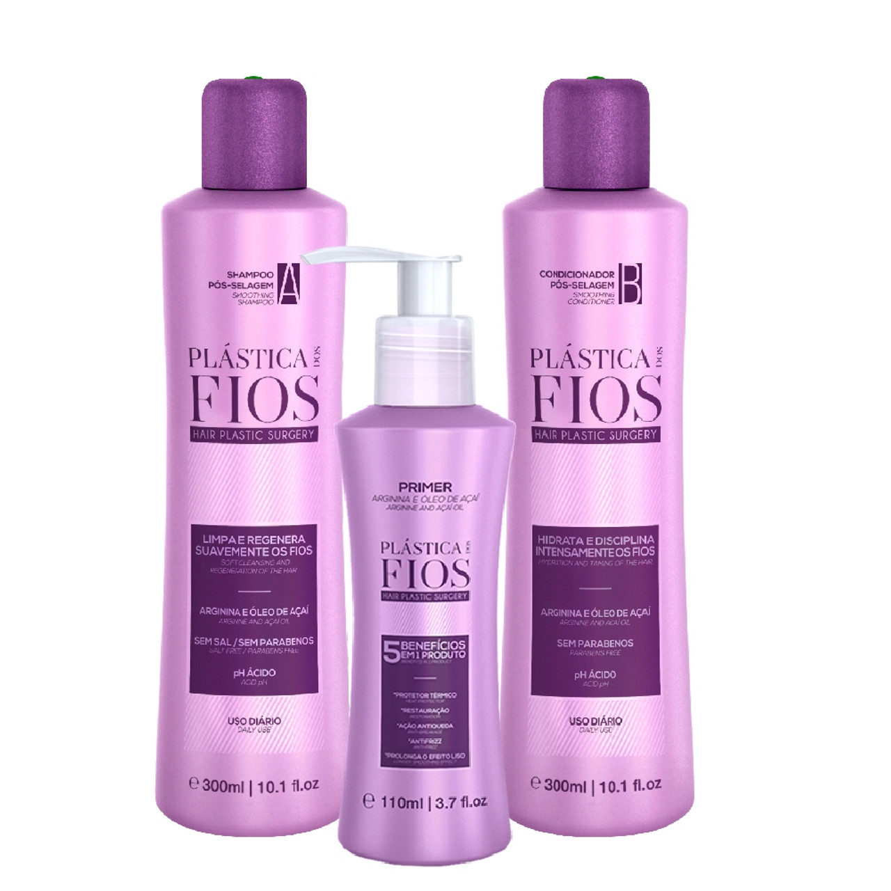Kit Plástica dos Fios Post-Sealing Shampoo Conditioner Primer Leave-In  Protector - BKeratin Professional