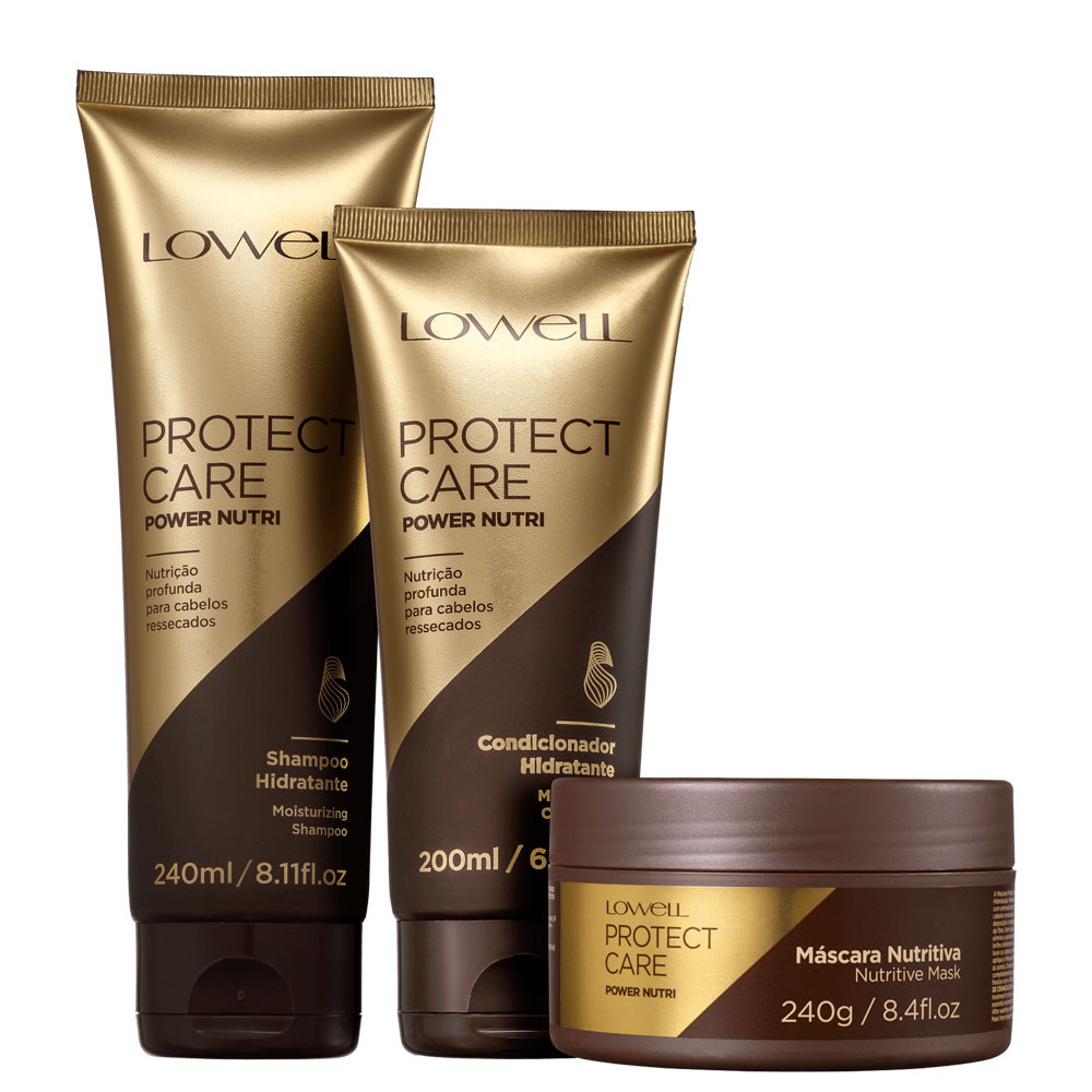 Kit Lowell Shampoo Conditioner Mask Protect Care Power Nutrition Home
