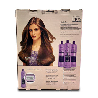 Kit Plastica dos Fios Keratin Brazilian Box Straightening 3x1L/3x33.81fl.oz