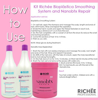 Kit Richée Progressive Bioplástica Hair Straightening + NanoBtx Repository 3x1L/3x33.8fl.oz