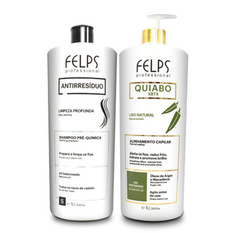 Kit Felps Clarifying Shampoo Progressive Xbtx Okra Antirresíduo Alisamento Quiabo 2x1L/2x33.8fl.oz