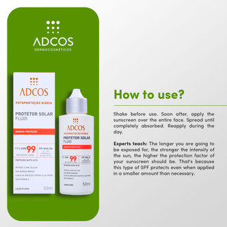 Adcos Fluid Sunscreen Maximum Protection SPF 99 Helps Protect Against Visible Light 50ml/1.69 fl.oz