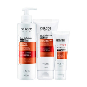 Vichy Dercos Kera-Solutions Trio Treatment Kit Frizz Control Action Shampoo, Replenishing Conditioner and Leave-in