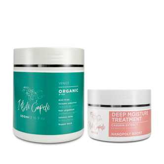 Kit Venice I Belli Capelli Organic B-Tox 500g/17.6 oz and Cassava Mask Mandioca 300g/10.58 oz