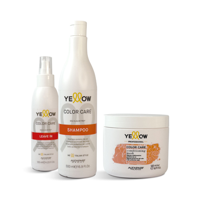 Kit Alfaparf Shampoo Mask Leave-in Yellow Color Care For Colored Hair Care Hydration 3 Units