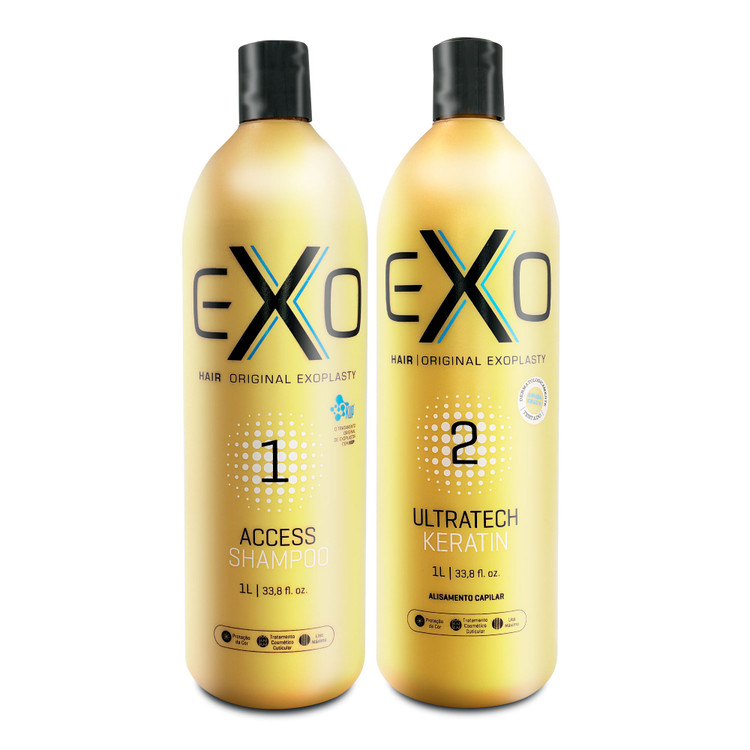 EXO Hair Progressive Exoplasty Straightening Shampoo Keratin Alisamento Capilar Hair Care 2x1L/2x33.8fl.oz