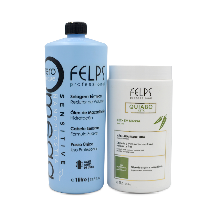 Kit Felps Professional Sealing Omega Zero Unique Formaldehyde and XBTX Okra Reducing Mask 2x2kg/2x35.2 oz