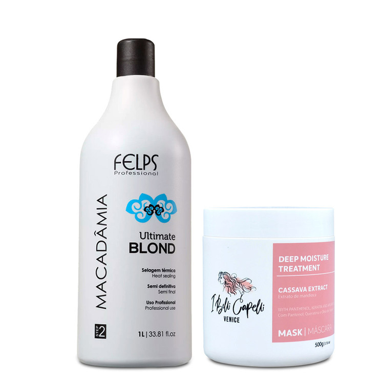 Kit I Belli Capelli Venice Cassava Mask + Felps Straightening Macadamia Blond 1500ml/50.72 fl.oz