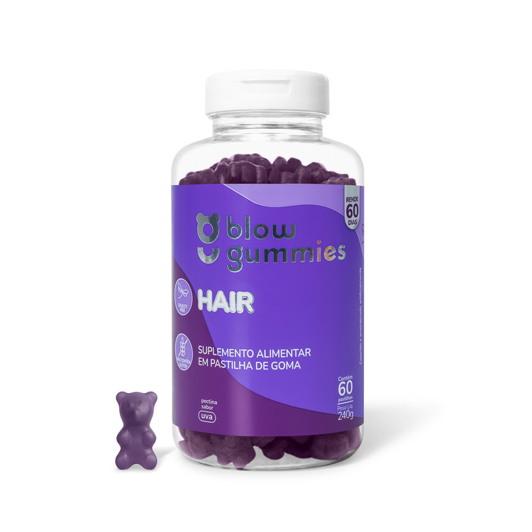 Blow Gummies Hair Treatment 60 Days Grape Flavor 240g/8.46 oz