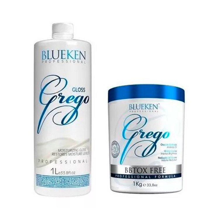 Blueken Organic Kit Formaldehyde Free Straightening Brush Gloss Grego + Grego Bbtox Free