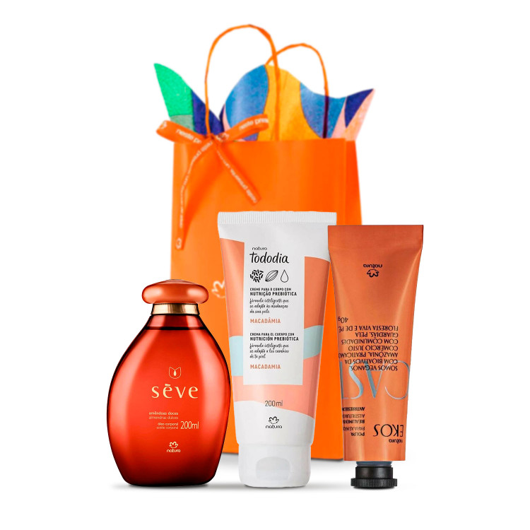 Natura Gift Set Sève Sweet Almond Body Oil + Macadamia Body Cream & Chestnut Hand Cream