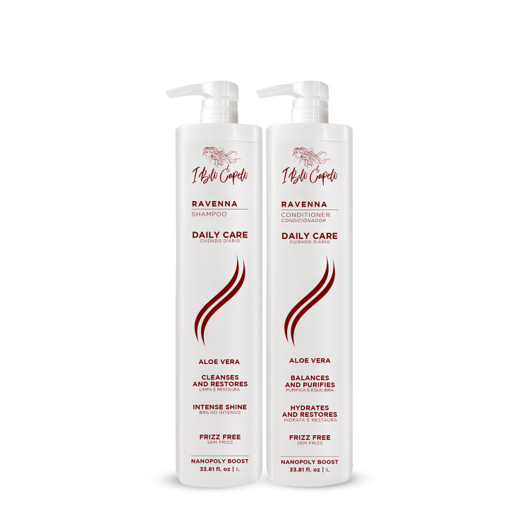 Kit I Belli Capelli Ravenna Daily Care with Aloe Vera – Shampoo + Conditioner 2x1L/2x33.8 fl.oz
