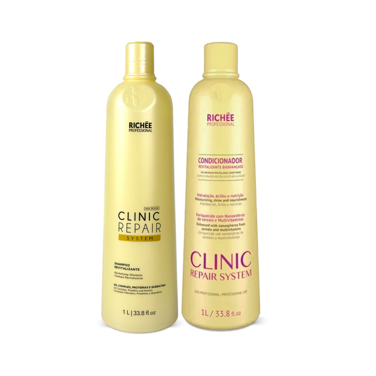 Kit Richée Shampoo Conditioner Clinic Repair System Salon Treatment 2x1L/2x33.8fl.oz