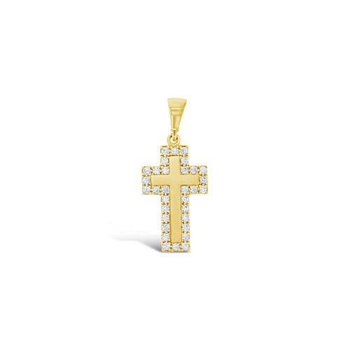 9ct 16mm CZ Set Religious Cross Pendant