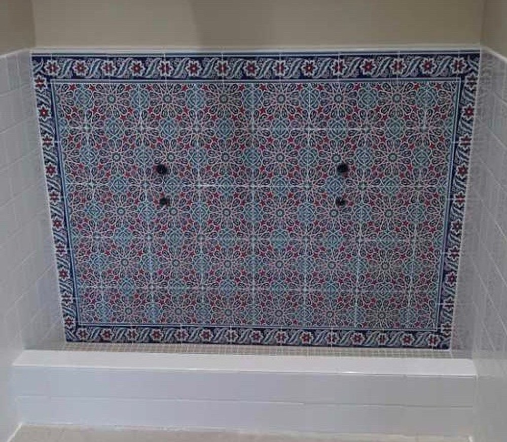 Geometric pattern ceramic wall tile wash basin backsplash 
