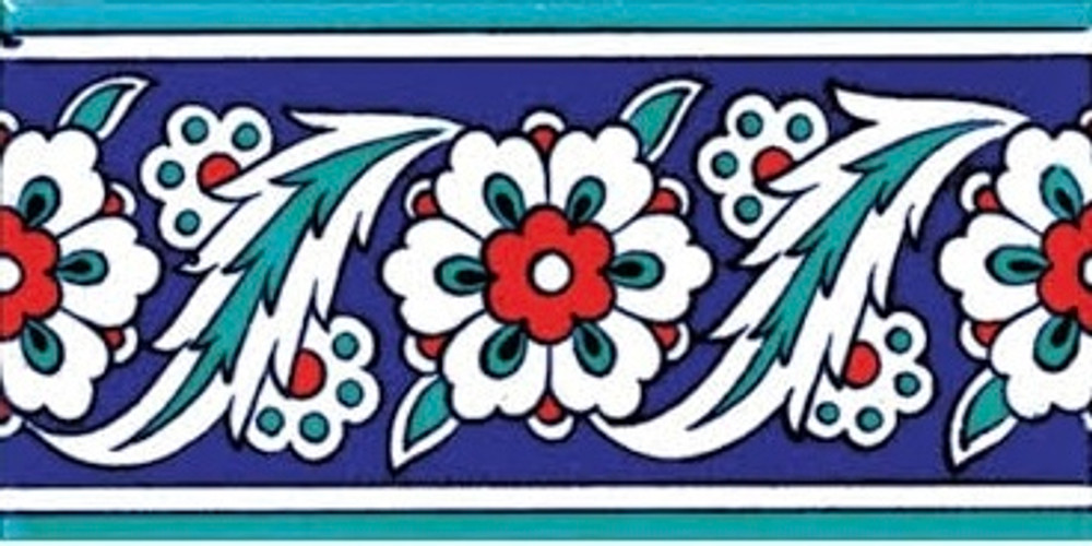 Iznik Floral Design Border Corner Wall Tiles