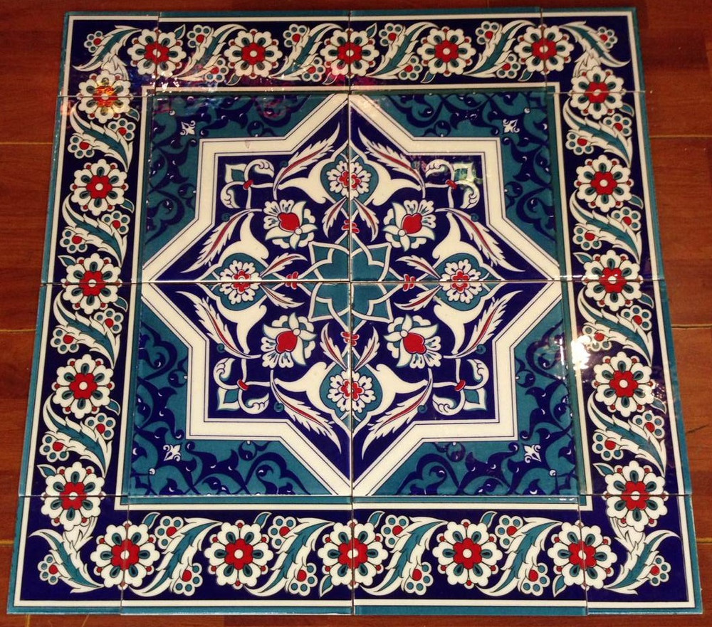 Eastern Star with Iznik Floral Design Border Tile