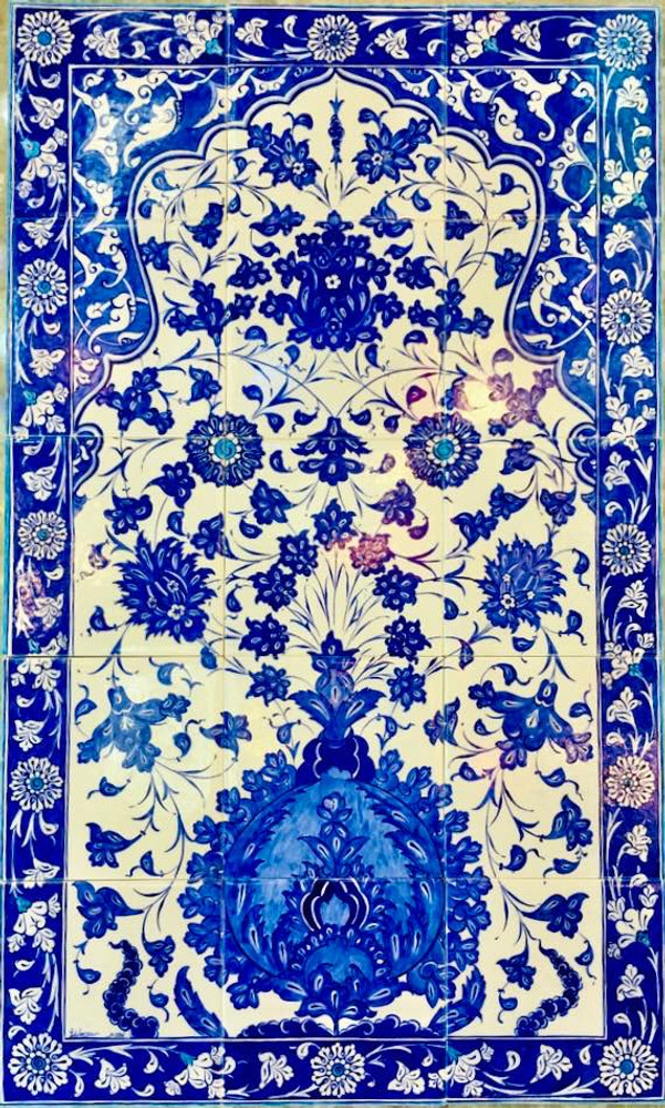 Blue Love Iznik Art Quartz Ceramic Tile Panel 