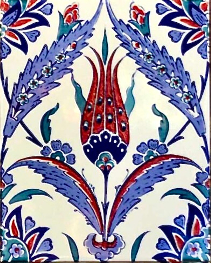 Tulip and Reed Iznik Art wall tile 
20x25cm approx. 8x10"
from ShopTurkey.com