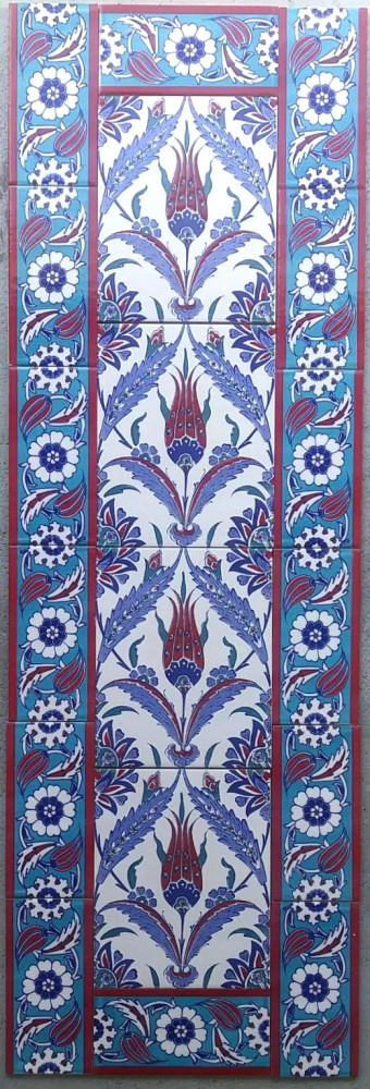 Red Reverie 40x120cm Iznik Art ceramic tile wall backsplach