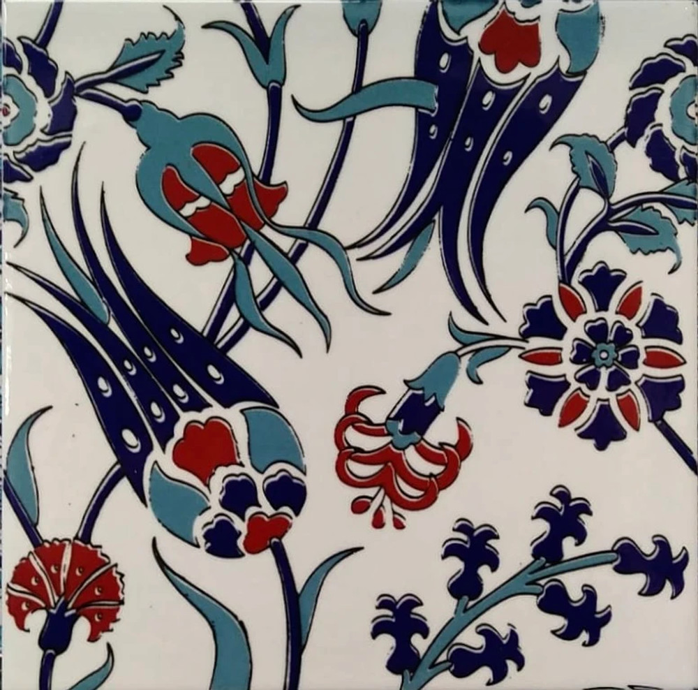 Ottoman garden 8x8" floral design ceramic wall tile