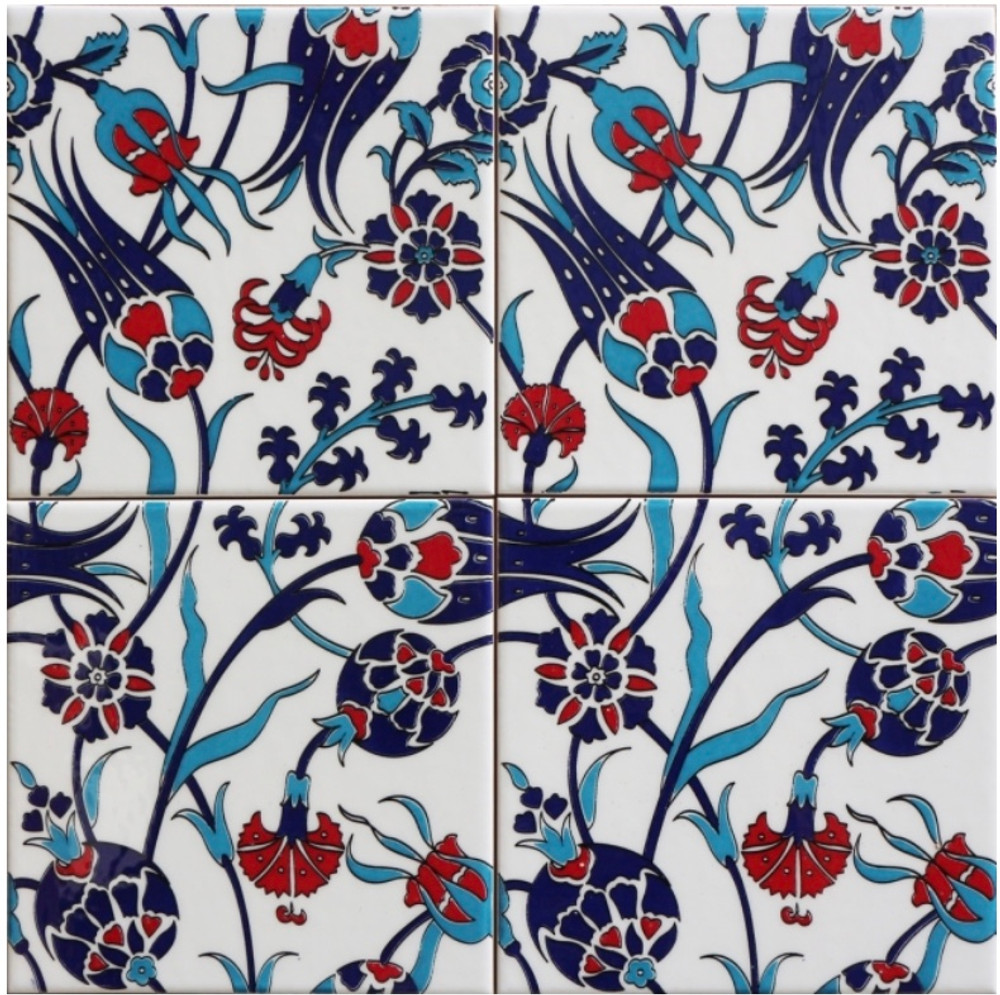 Ottoman Garden ceramic wall tiles 4 piece 40x40cm from ShopTurkey.com