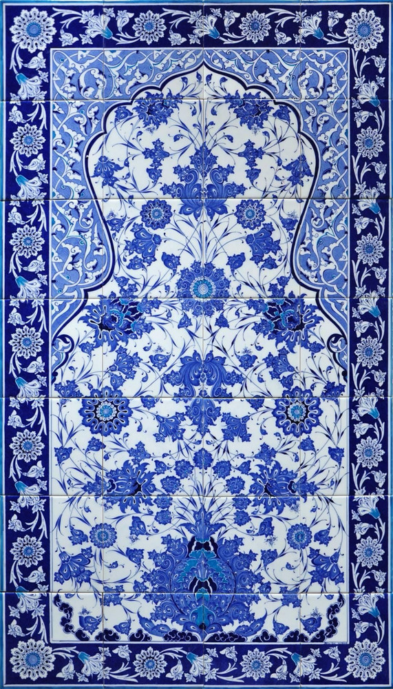 Blue Love Iznik Art Ceramic Tile Wall Mural 