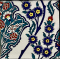 Left design 20x20cm ceramic wall tile with floral art 