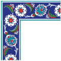 12 Wild Leaf Border Corner Iznik Art wall tiles 