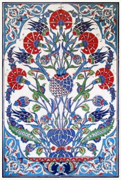 6pc hand painted ceramic tile panel best Iznik Art from Turkey