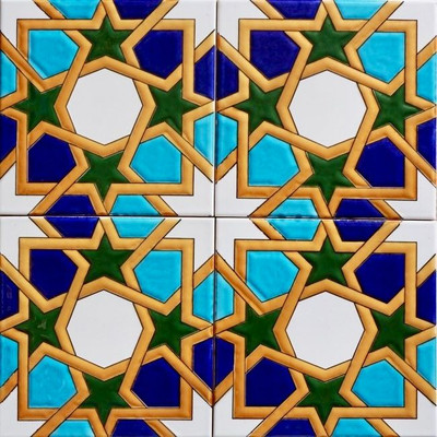 4 pc 40x40cm (16x16") ceramic wall pattern tiles from ShopTurkey.com